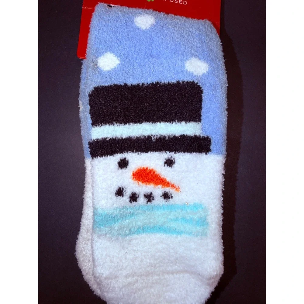 Airplus Women Cozy Socks Aloe Infused Snowman Blue White Winter Size 5-10 17254